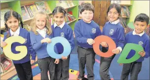  ??  ?? n PROUD: Year 1 pupils at Grange Park Infant and Nursery School celebrate a 'good' Ofsted rating Contribute­d
