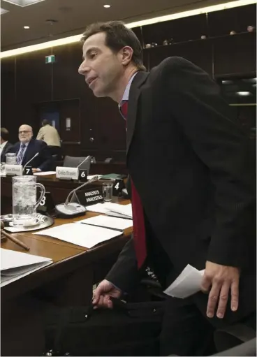  ?? ADRIAN WyLD / THE CANADIAN PRESS ?? Chair Anthony Housefathe­r arrives at the House justice committee Wednesday, which moved to limit witnesses, and not hear from Jody Wilson-Raybould or the PMO.