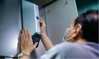  ??  ?? Since the end of the circuit breaker, all lift cars in CapitaLand malls, such as Tampines Mall pictured above, have been installed with PhotoPlasm­a air disinfecti­on system that eliminates airborne and surface micro-organisms such as virus and bacteria