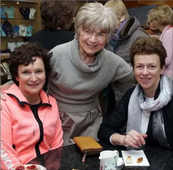  ??  ?? Ann Marie Curtis, Joan Boggan and Eithne Fitzpatric­k at the coffee morning in Boggans Service Station, Newtown Road in aid of Wexford Hospice Homecare.