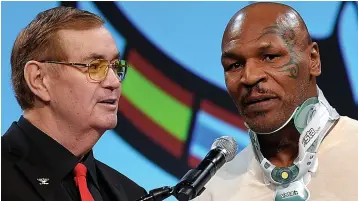  ?? Picture: GETTY ?? The voice of boxing...US commentato­r Bob Sheridan with ring superstar Mike Tyson in 2012