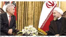  ??  ?? Wollten Handel ausbauen: Fischer 2015 bei Irans Staatschef Rohani