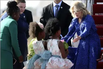  ?? BRIAN INGANGA — THE ASSOCIATED PRESS ?? First Lady of the United States Jill Biden arrives in Nairobi, Kenya, for three-day visit to the country, Friday, Feb.24, 2023.