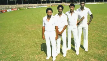  ?? GETTY IMAGES ?? Fearful foursome: When (left to right) Andy Roberts, Michael Holding, Colin Croft and Joel Garner were at their peak, the West Indies ruled the cricket world.