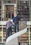  ??  ?? Dr Kevin Grady and Carl Hutton at The Leeds Library, which is celebratin­g its 250th anniversar­y.