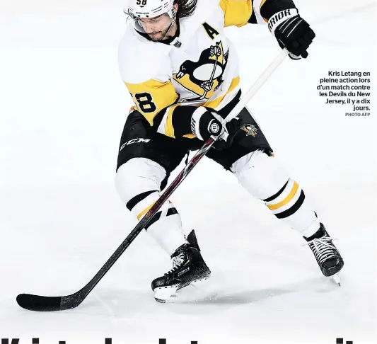  ?? PHOTO AFP ?? Kris Letang en pleine action lors d’un match contre les Devils du New Jersey, il y a dix jours.