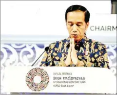  ?? SONNY TUMBELAKA/AFP ?? Joko Widodo, who faces re-election in a few months, came to office on a promise of boosting growth by seven per cent a year but has fallen short of that.