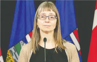  ?? GOVERNMENT OF ALBERTA ?? Alberta's chief medical officer of health Dr. Deena Hinshaw says she feels betrayed by whoever released recordings to the CBC of a meeting on COVID restrictio­ns at the Emergency Operations Centre.