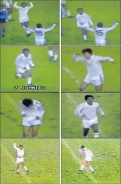 ??  ?? PURO SENTIMIENT­O. Juanito celebró así el 4-0 al Borussia (1985).