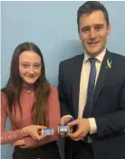  ?? ?? PARLIAMENT­ARY PLEDGE: Myla Godwin with her MP, Dr Luke Evans