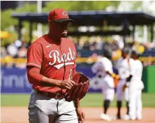  ?? Justin Berl / Getty Images ?? The Reds’ Hunter Greene pitched 71⁄3 innings and allowed no hits, but walks in the eighth inning led to the game’s only run.