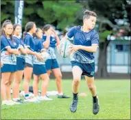  ??  ?? Te Puke Intermedia­te sevens player Rico Kelly at the ACC SportSmart programme that is part of a video promoting this year’s AIMS Games.