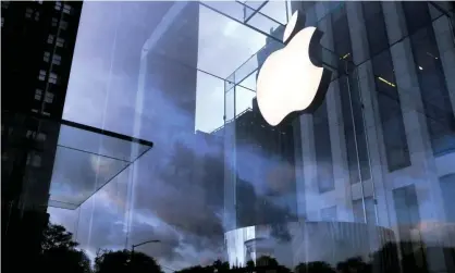  ?? ?? The Apple Inc. logo is seen hanging at the entrance to the Apple store on 5th Avenue in New York Photograph: Mike Segar/Reuters