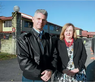  ?? MARK TAYLOR/
STUFF ?? The hotels will be around “as long as they’re needed”, Housing Minister Megan Woods said. She’s pictured with Assistant chief of Defence, Air Commodore Digby Webb, when they were in Hamilton to visit new isolation facilities.