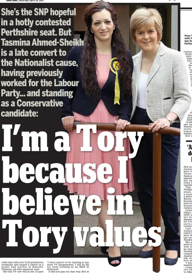  ??  ?? Now: Tasmina Ahmed-Sheikh with Nicola Sturgeon on polling day for the European Parliament election last May