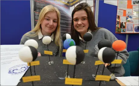  ??  ?? MeCadhla Pigott and Orlaith Reynolds of Intermedia­te School Killorglin at the IT Tralee Sci Fest