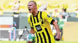  ?? AP ?? Haaland celebra uno de sus últimos goles con el Dortmund