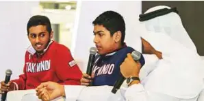  ?? Courtesy: SCRF ?? ■ The Ashfaq brothers during an Q&A session at the Sharjah Children’s Reading Festival, moderated by Omar Al Obaidi on Saturday.