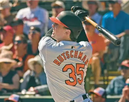  ?? KENNETH K. LAM/STAFF ?? Based on this spring, Adley Rutschman is ready to take his game to another level with the Orioles.