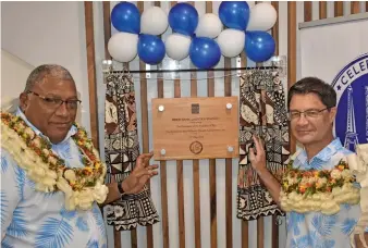  ?? Waisea Nasokia ?? President Ratu Wiliame Katonivere and BRED Bank Fiji chief executive officer Thierry Charras-Gillot during the branch opening in Lautok on May 12, 2022. Photo: