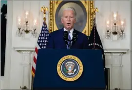  ?? EVAN VUCCI — THE ASSOCIATED PRESS ?? President Joe Biden speaks in the Diplomatic Reception Room of the White House, Thursday, Feb. 8, 2024, in Washington.