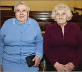  ??  ?? Margaret Buckley and Annie Kelleher who both started school in 1934 attended the Glenogue National School past pupils reunion in Bweeng.