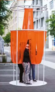  ??  ?? Made from a lightweigh­t steel frame and vinyl membranes, Sky Gazing Tower, an installati­on at this year’s LA Design Festival, is intended to provide a personal moment of respite in crowded urban spaces.