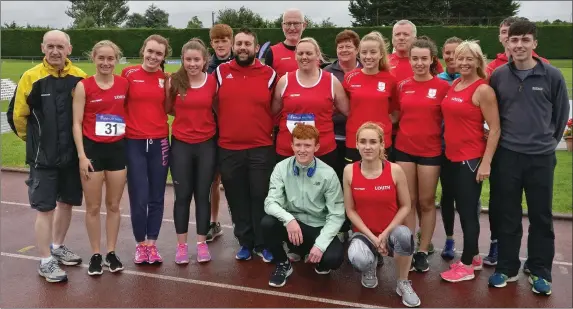  ??  ?? The Louth men’s and women’s teams at the National League Final.