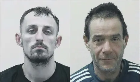  ??  ?? Daniel Fletcher, left, and Shaun Ellwood broke into a Mercedes Benz garage on Wessington Way twice in one week. Photo: Northumbri­a Police