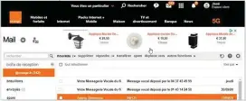  ??  ?? La partie supérieure du webmail d’Orange accueille une longue bannière publicitai­re.