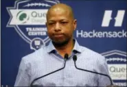  ?? JULIO CORTEZ — THE ASSOCIATED PRESS ?? Giants general manager Jerry Reese speaks during news conference in 2016. Reese accepted responsibi­lity for Giants’ dismal play in a season that started with legitimate Super Bowl hopes.