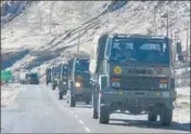  ?? PTI ?? An Indian Army convoy in Eastern Ladakh.