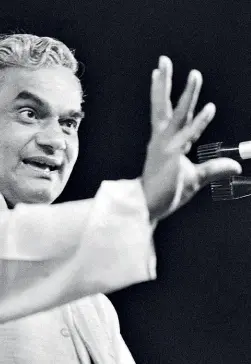  ??  ?? Atal Bihari Vajpayee addresses a Janata Party rally in Delhi’s Chandni Chowk in November 1979