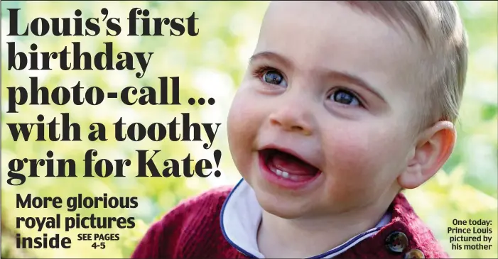  ??  ?? One today: Prince Louis pictured by his mother