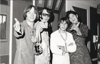  ?? Ray Howard / Associated Press 1967 ?? Peter Tork (left) appears at a 1967 news conference in New York with fellow Monkees Mike Nesmith, Davy Jones and Micky Dolenz. Their sitcom ran on NBC from 1966 to 1968.