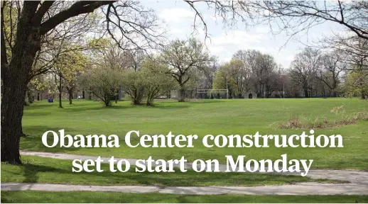  ?? SUN-TIMES FILES ?? Green space in Jackson Park slated to become the Obama Presidenti­al Center near South Stony Island Avenue and East 60th Street.