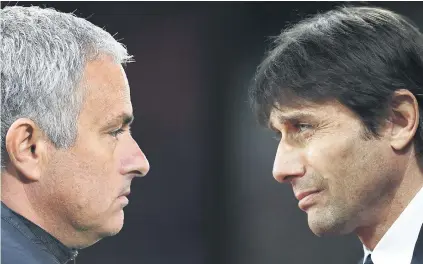  ?? Picture: Getty Images ?? NO LOVE LOST. Manchester United Jose Mourinho and his Chelsea counterpar­t Antonio Conte will continue their bitter rivalry when they meet in the English Premier League tomorrow.