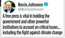  ??  ?? A free press is vital in holding the government and other powerful institutio­ns to account on critical issues... including the fight against climate change