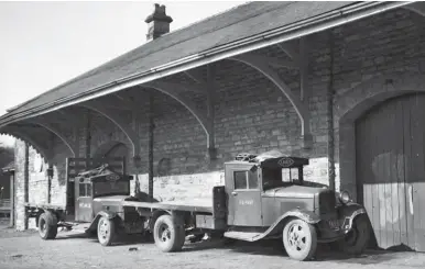  ?? Fleetwood Shawe/ARPT ?? All is not quite as it seems as this view is taken during March 1948, before these two LNER lorries were rebranded. They are parked on the south side of Brampton Junction’s goods shed and will be part of a integrated collection and delivery service to and from Brampton Junction as a rail hub – with trains taking goods traffic over the lion’s share of any required distance, and at the end of that a similar road service offered to complete delivery. Such services had been created and evolved when the railways were king and the concept of road deliveries over long distances was unfathomab­le. By Act of 1947, this part of the railway businesses became British Road Services under the British Transport Commission, albeit the business was to run hand in hand with the newly-created British Railways.
