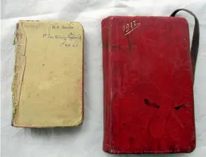  ??  ?? Henry George Hunter’s two war diaries were returned from Leeds University in Britain.