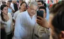  ??  ?? Andres Manuel Lopez Obrador with supporters in Acapulco on Friday. Photograph: David Guzman/EPA