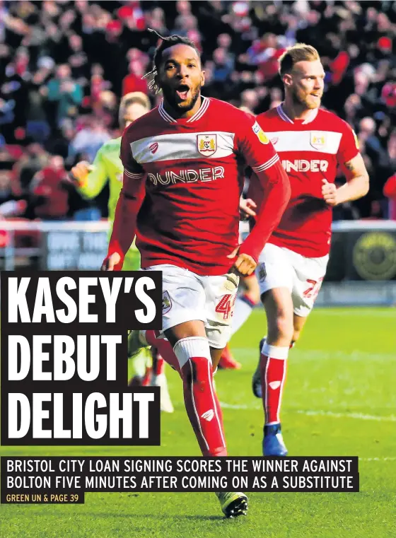  ?? Picture: Rogan Thomson/JMP ?? Kasey Palmer shows his delight after scoring Bristol City’s second goal in the 2-1 win against Bolton