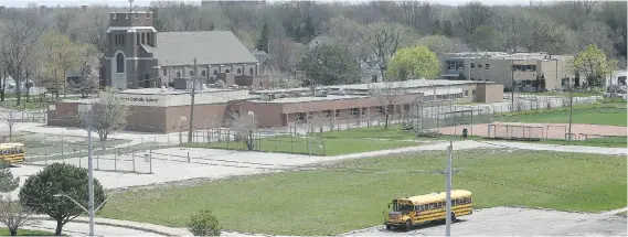  ?? NICK BRANCACCIO ?? City council will discuss Monday what to do with the Riverside Arena property along Wyandotte Street East. The Riverside Baseball Centre diamonds are seen on the right.