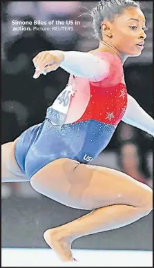  ?? Picture: REUTERS ?? Simone Biles of the US in action.