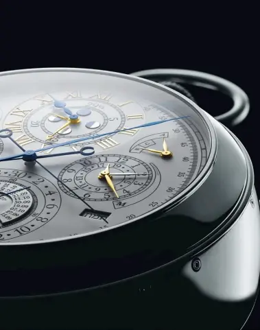  ??  ?? TIMED PERFECTION Vacheron Constantin’s Reference 57260 has 57 complicati­ons. All the functions are activated via discreet sliders on the case (below left)