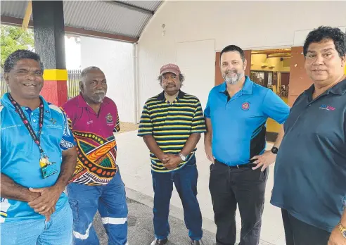  ?? ?? Darren Miller (Gurriny Yealamucka), Stephen Canendo (Yarrabah Aboriginal Shire Council), Brent Pearson, Robert Frisken (Wugu Nyambil) and Brian Connolly (Anglicare North Queensland)