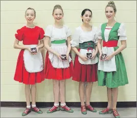  ?? SUBMITTED ?? Pictou County highland dancers Lauren Hiltz, Annika Murray, Ainslie Salter and Emma Hines are shown at the weekend competitio­n.