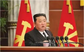  ?? KOREAN CENTRAL NEWS AGENCY/KOREA NEWS SERVICE VIA AP ?? North Korean leader Kim Jong Un attends a plenary meeting of the ruling Workers’ Party’s Central Committee held during the past three days in Pyongyang, North Korea.