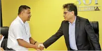  ??  ?? BOI Chairman Mangala Yapa (right) and Senaka Group Chairman Senaka Gurusinghe after signing the agreement