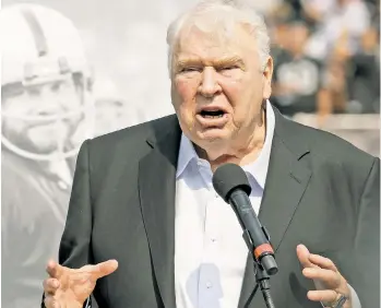  ?? AP ?? LARGER THAN LIFE: The documentar­y “All Madden,” on the life and career of NFL legend John Madden, will air Saturday. Commission­er Roger Goodell said, “John Madden is to the NFL what Elvis Presley is to rock-and-roll. He’s the king.”